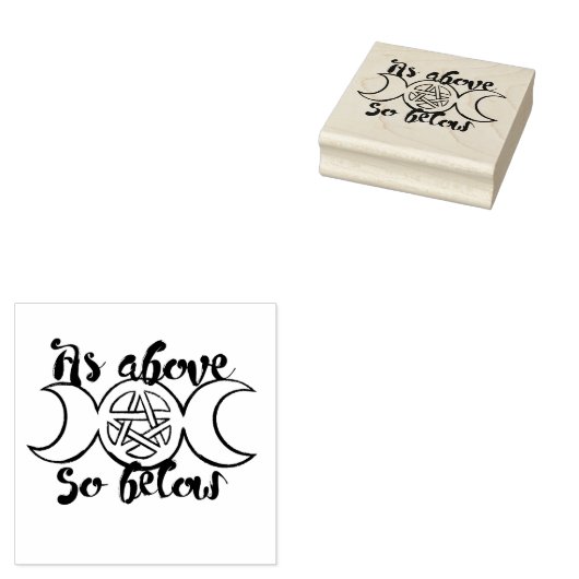 「上のように下に」トリプル・ムーン・ペンタグラム異教の ラバースタンプ (押印)