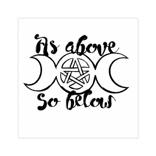 「上のように下に」トリプル・ムーン・ペンタグラム異教の ラバースタンプ (インプリント)