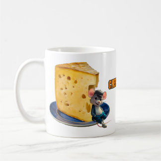 上のカートゥーン・マウスとチーズのスライス コーヒーマグカップ