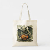 上のガーゴイルとハロウィンのカボチャ トートバッグ (裏面)