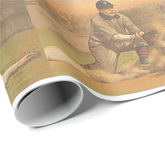 上のクラシックな野球 ラッピングペーパー (ロールコーナー)