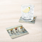 上のサイクリングの古い学校 スクエアペーパーコースター (インサイチュ)