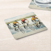上のサイクリングの古い学校 スクエアペーパーコースター (アングル)