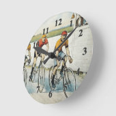 上のサイクリングの古い学校 ラウンド壁時計 (傾斜)
