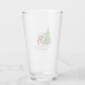 上のサンタがクリスマスツリーの周りで揺れる タンブラーグラス (裏面)