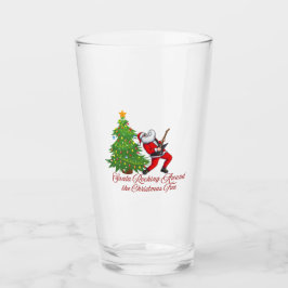 上のサンタがクリスマスツリーの周りで揺れる タンブラーグラス