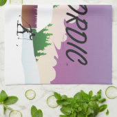 上のスキー北欧人 キッチンタオル (折り畳み)