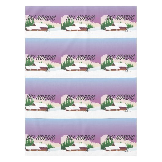 上のスキー北欧人 テーブルクロス (正面)