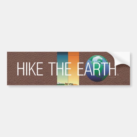 上のハイキング地球 バンパーステッカー (正面)
