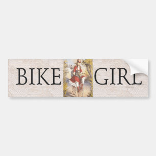 上のバイクの女の子 バンパーステッカー