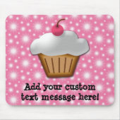上のピンクのさくらんぼが付いている切り出しのカップケーキ マウスパッド (正面)