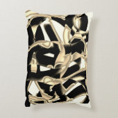 上のベージュと黒のスクラップまたはリボンを破壊澄ん アクセントクッション (裏面(縦))