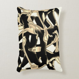 上のベージュと黒のスクラップまたはリボンを破壊澄ん アクセントクッション