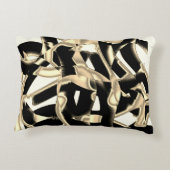 上のベージュと黒のスクラップまたはリボンを破壊澄ん アクセントクッション (裏面)