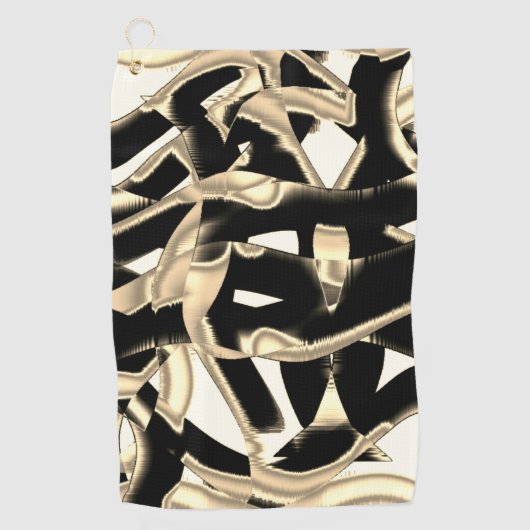 上のベージュと黒のスクラップまたはリボンを破壊澄ん ゴルフタオル (正面)