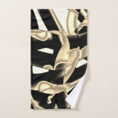 上のベージュと黒のスクラップまたはリボンを破壊澄ん バスタオルセット (ハンドタオル)