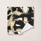 上のベージュと黒のスクラップまたはリボンを破壊澄ん バスタオルセット (ウォッシュタオル)