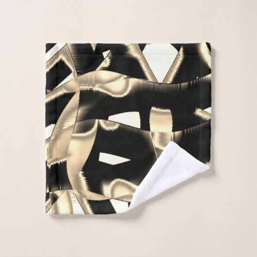 上のベージュと黒のスクラップまたはリボンを破壊澄ん バスタオルセット (ウォッシュタオル)