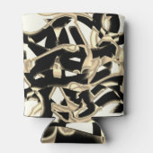 上のベージュと黒のスクラップまたはリボンを破壊澄ん 缶クーラー (裏面)