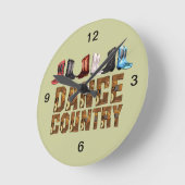 上のラインダンスの国 ラウンド壁時計 (傾斜)