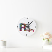 上のラグビー ラウンド壁時計 (ホーム)
