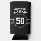 上の丘の誕生日スポーティと年齢 – 黒 スリム缶クーラー (裏面)