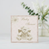 上の天使のテディの中立ベビーシャワーから送られる 招待状 (スタンド正面)