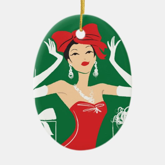 上の楕円形のオーナメントの弓 セラミックオーナメント (正面)