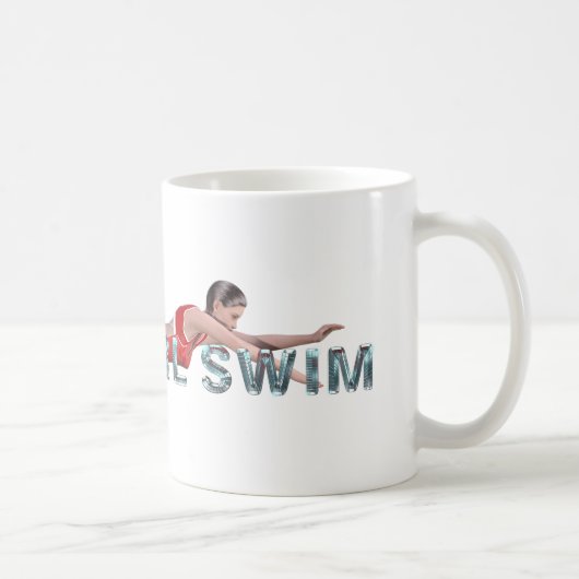 上の水泳の女の子の水泳 コーヒーマグカップ (右)