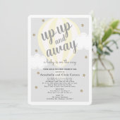 上の熱遠くに気球の黄色の赤ちゃんシャワー郵便 招待状 (スタンド正面)