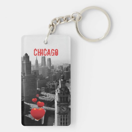 上の眺めの写真からのシカゴSkyline1930 キーホルダー (裏面)