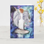 上の神からの天使の羽感動的 カード (黄色い花)