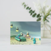 上の郵便はがきからのロボット侵入 ポストカード (スタンド正面)