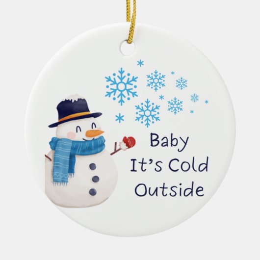 上の雪だるまと一緒に"Baby It's Cold Outside" セラミックオーナメント (正面)