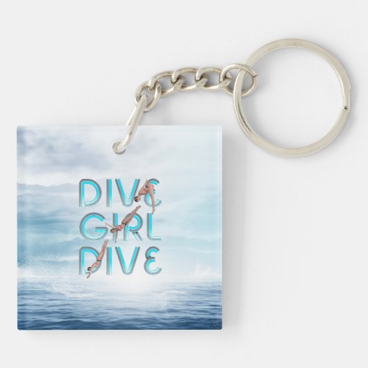 上の飛び込みの女の子の飛び込み キーホルダー (裏面)