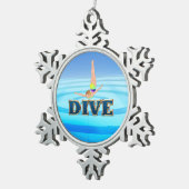 上の飛び込み スノーフレークピューターオーナメント (右)