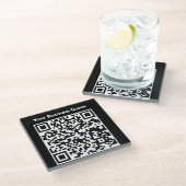 上のBusiness NameとQRコード ガラスコースター (アングル)