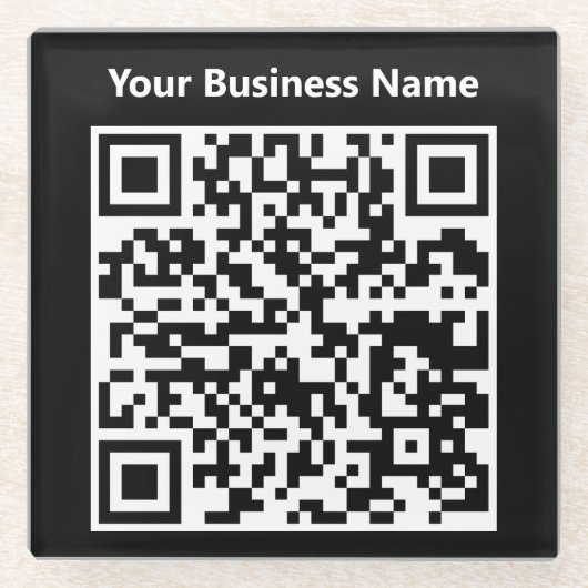 上のBusiness NameとQRコード ガラスコースター (正面)