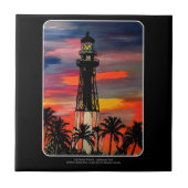 上のLighthouse Point Lighthouseの絵 タイル (正面)