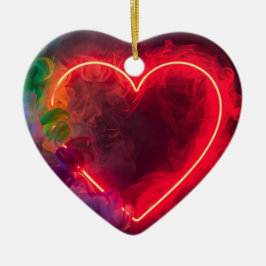 上のSmoking Red Hot Valentine Heart セラミックオーナメント