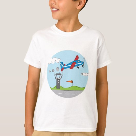 上へ上遠くにへ小さな飛行機向けのかわいい飛行機 Tシャツ (正面)