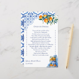 上または下の青いタラベラブライダルシャワーゲーム