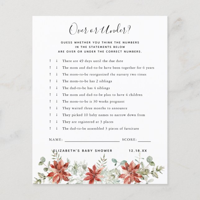 上または下 |赤ちゃんシャワーゲーム (正面)