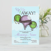 上り及び遠くにな熱気の気球のシャワーの招待状の上 招待状 (スタンド正面)