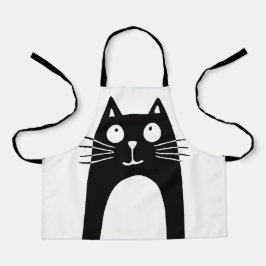上を向おもしろいいた黒猫 エプロン
