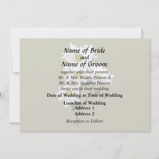 上を向く小さなデイジーのウェディング用品 招待状 (正面)