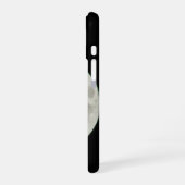 上を見上げる黒猫と満月 iPhone 16ケース (左側面)
