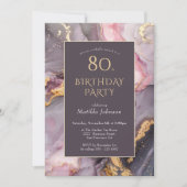 上エレガント手80歳の誕生日パーティー 招待状 (正面)