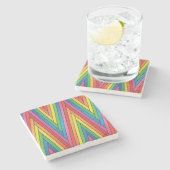 上カラフル下ジグザグストライプ軸 ストーンコースター (横)