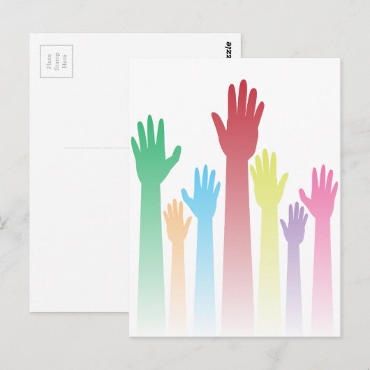 上カラフル手 ポストカード (正面/裏面)